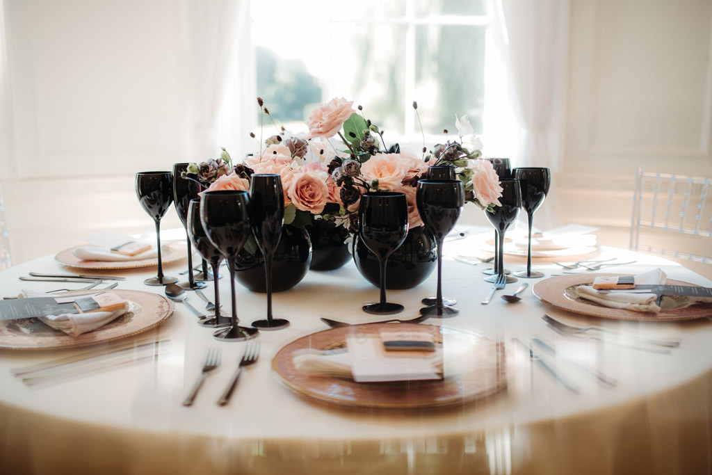 Contemporary Black & Pink wedding styling ideas at Bawtry Hall, image credit Esther Louise Triffitt Photography (4)