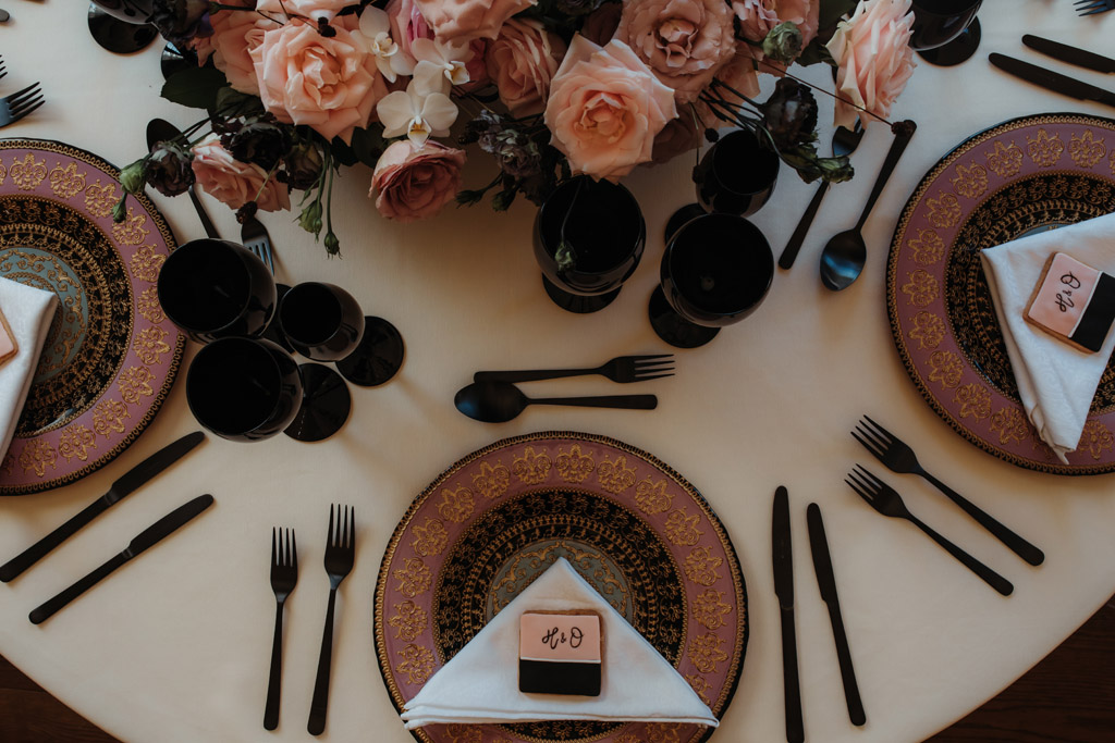Contemporary Black & Pink wedding styling ideas at Bawtry Hall, image credit Esther Louise Triffitt Photography (2)