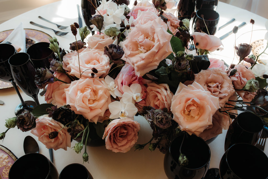 Contemporary Black & Pink wedding styling ideas at Bawtry Hall, image credit Esther Louise Triffitt Photography (3)