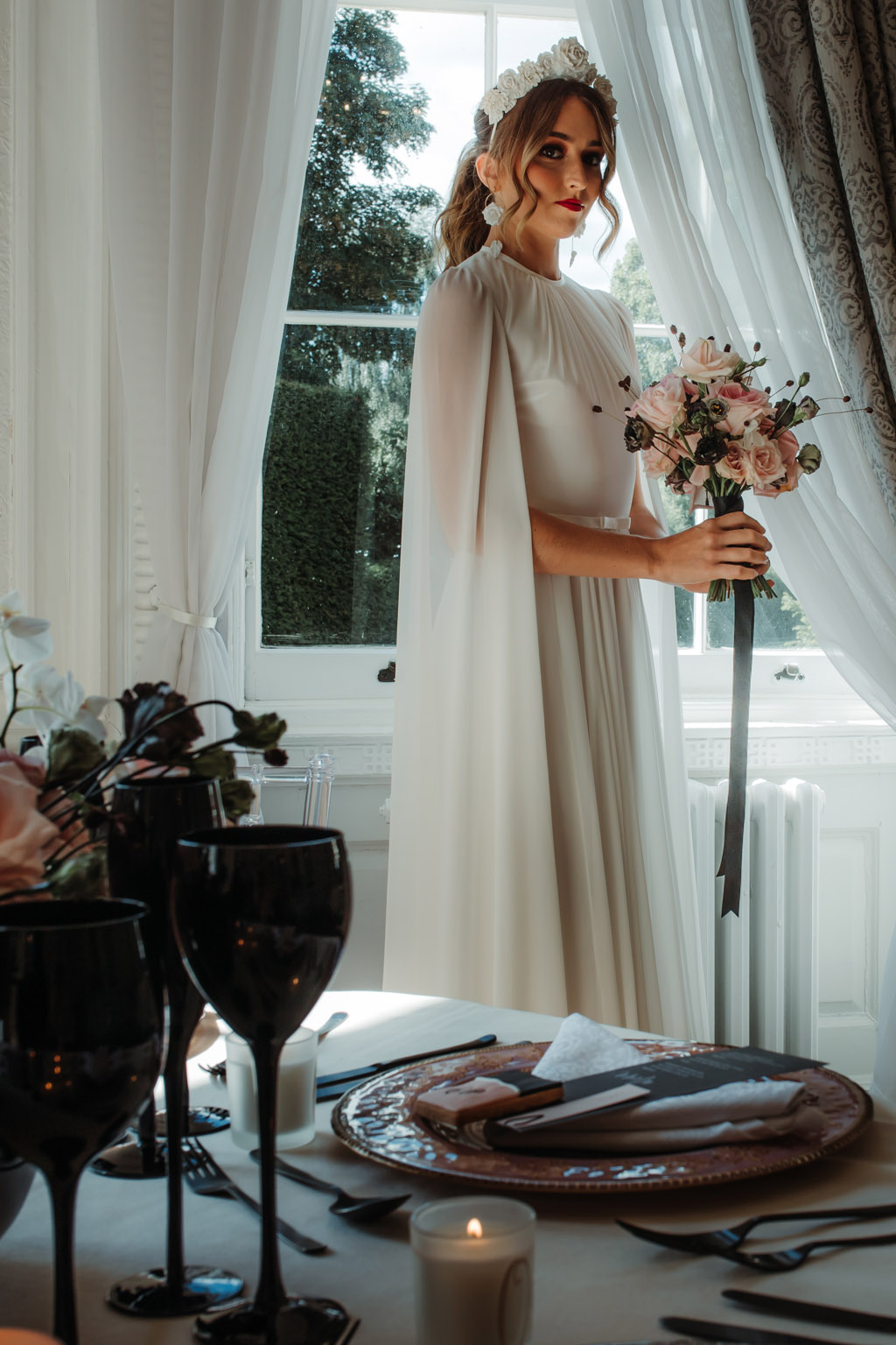 Contemporary Black & Pink wedding styling ideas at Bawtry Hall, image credit Esther Louise Triffitt Photography (11)