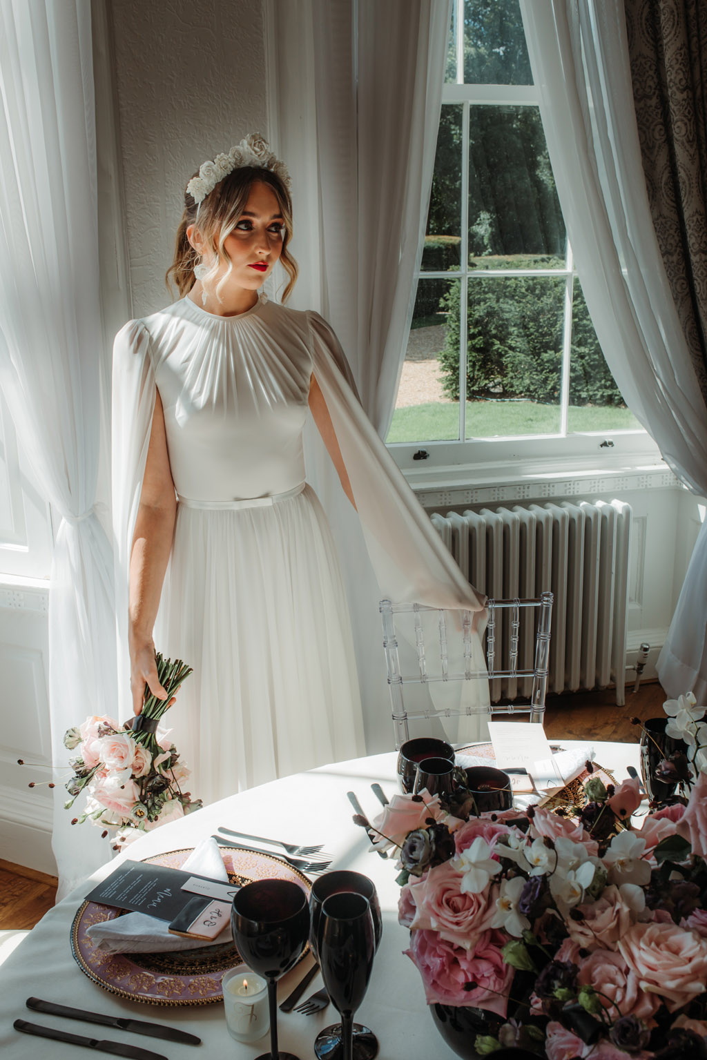Contemporary Black & Pink wedding styling ideas at Bawtry Hall, image credit Esther Louise Triffitt Photography (18)