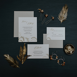 Wedding stationery with botanical illustrations by Inkflower Press