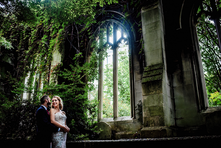 Real Wedding shot at St Dunstan In The East Gardens in London by Damien Vickers Photography-1