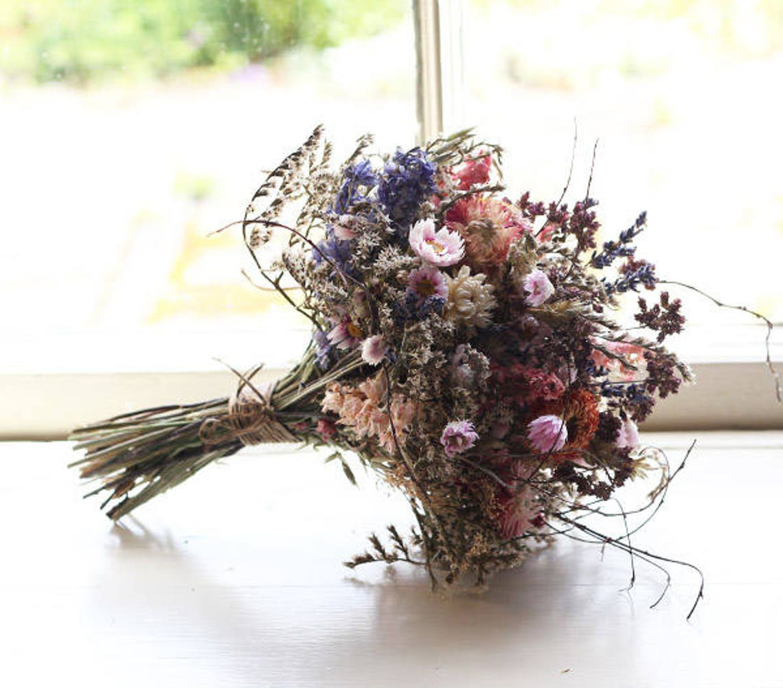 Dried bridal posy by Great British Florist