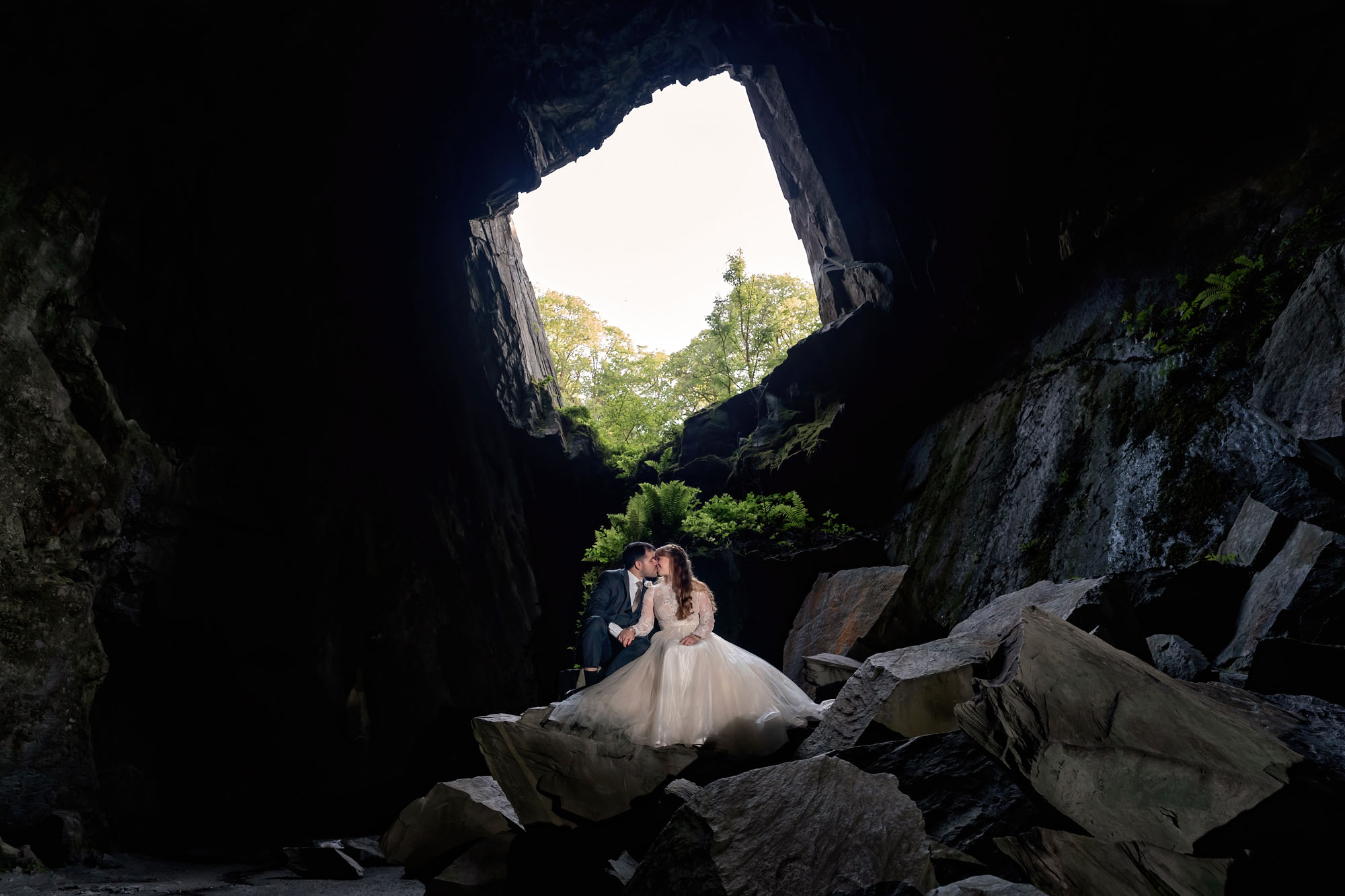 Newlyweds in Cathedral Cavern cumbria, by Jaye-Peg Photography