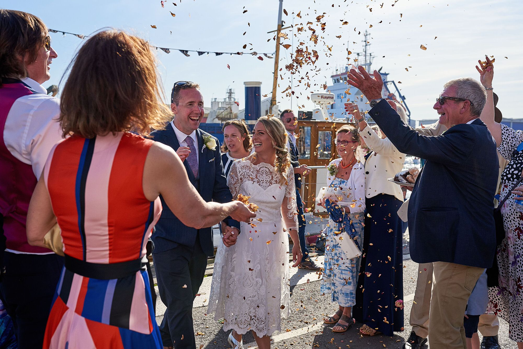 Dorset Queen wedding on a boat by Libra Photographic