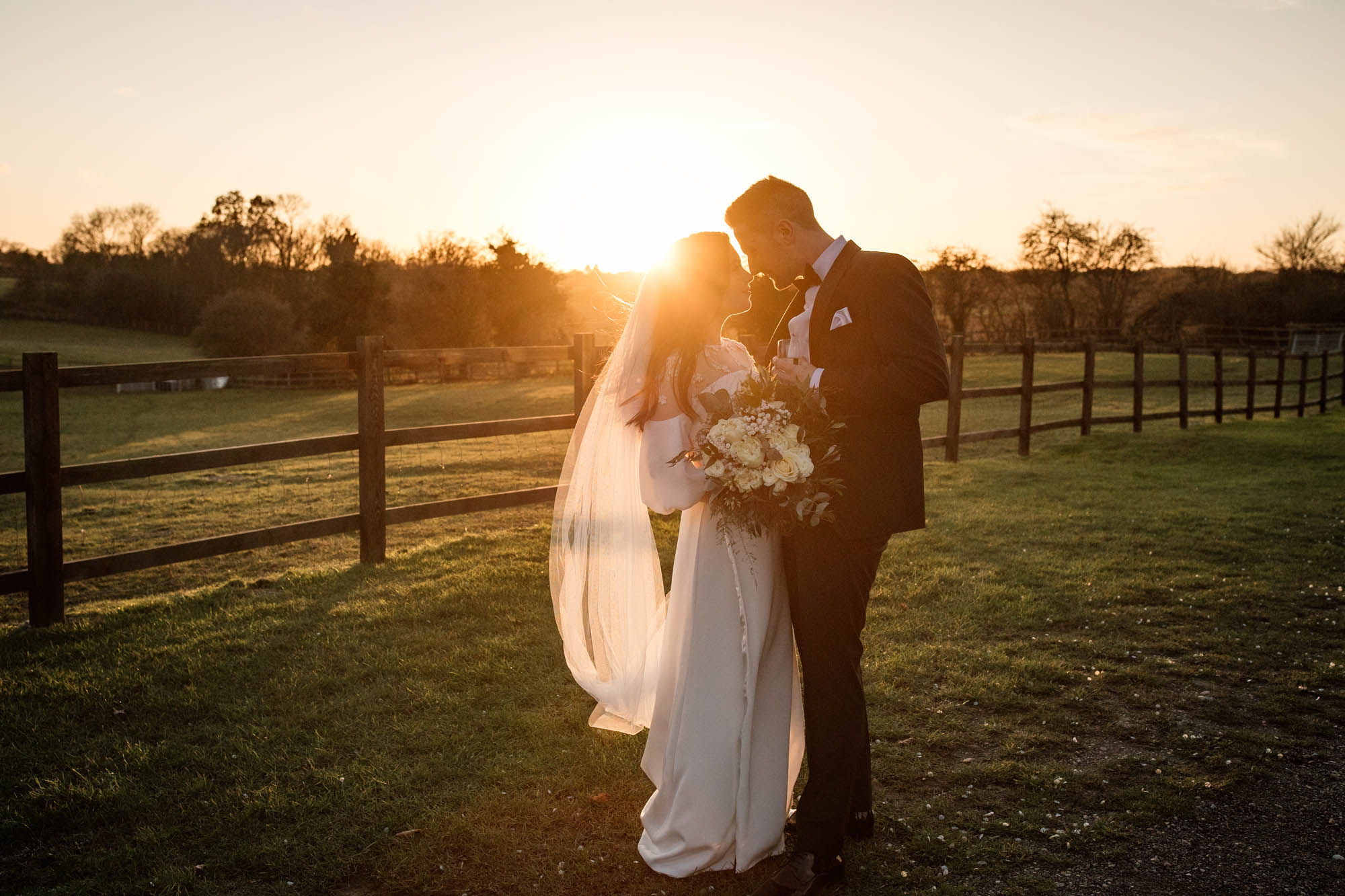 Ayron and Scott's wedding photos with amazing golden hour light and all the romance from Coltsfoot, with Becky Harley Photography