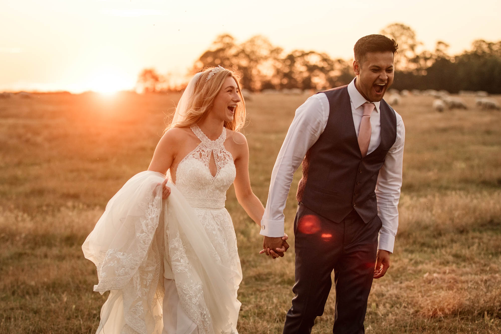 Golden hour wedding photography by Becky Harley