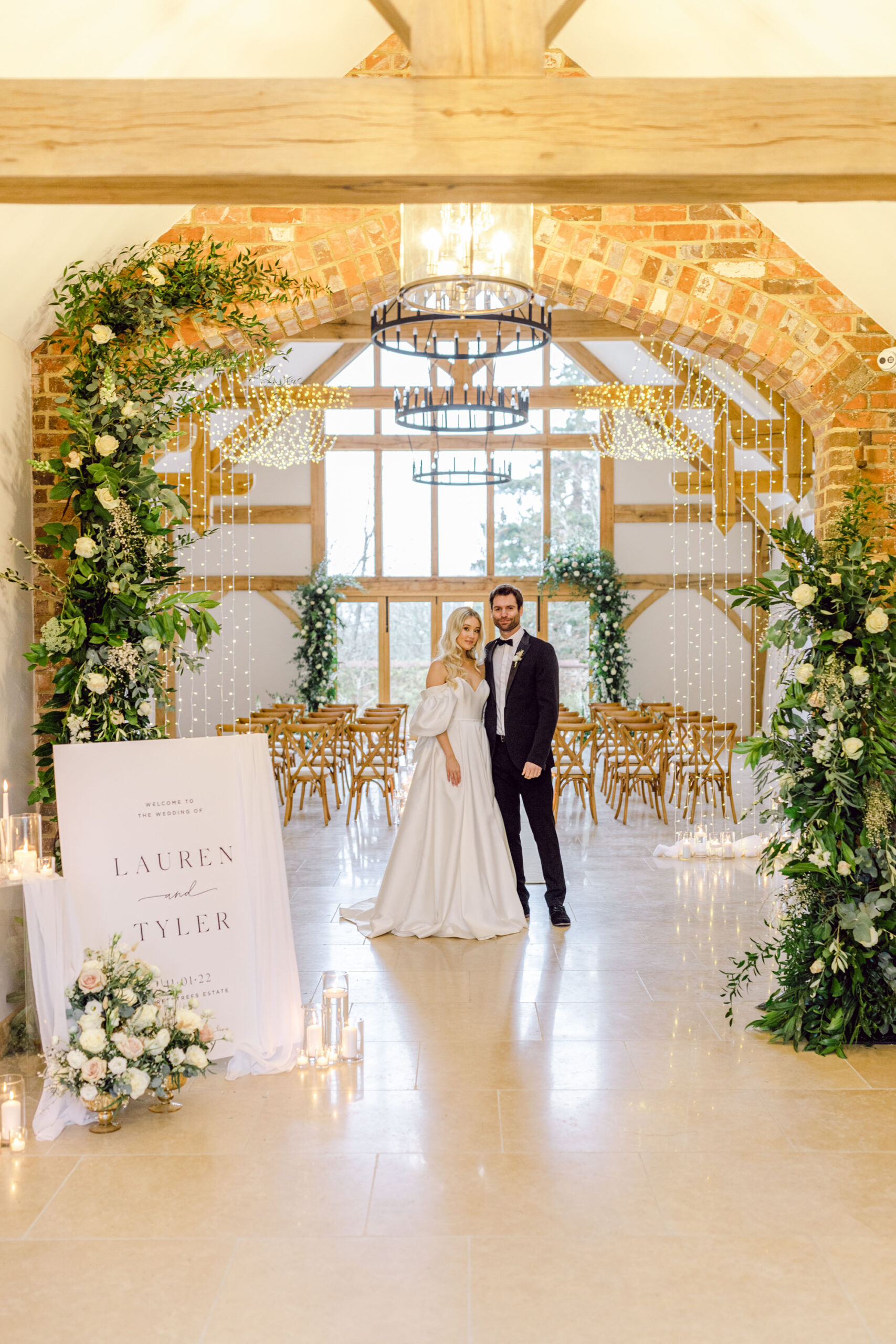 Luxe wedding editorial with blush and white British botanicals. Image credit Natalie D Photography