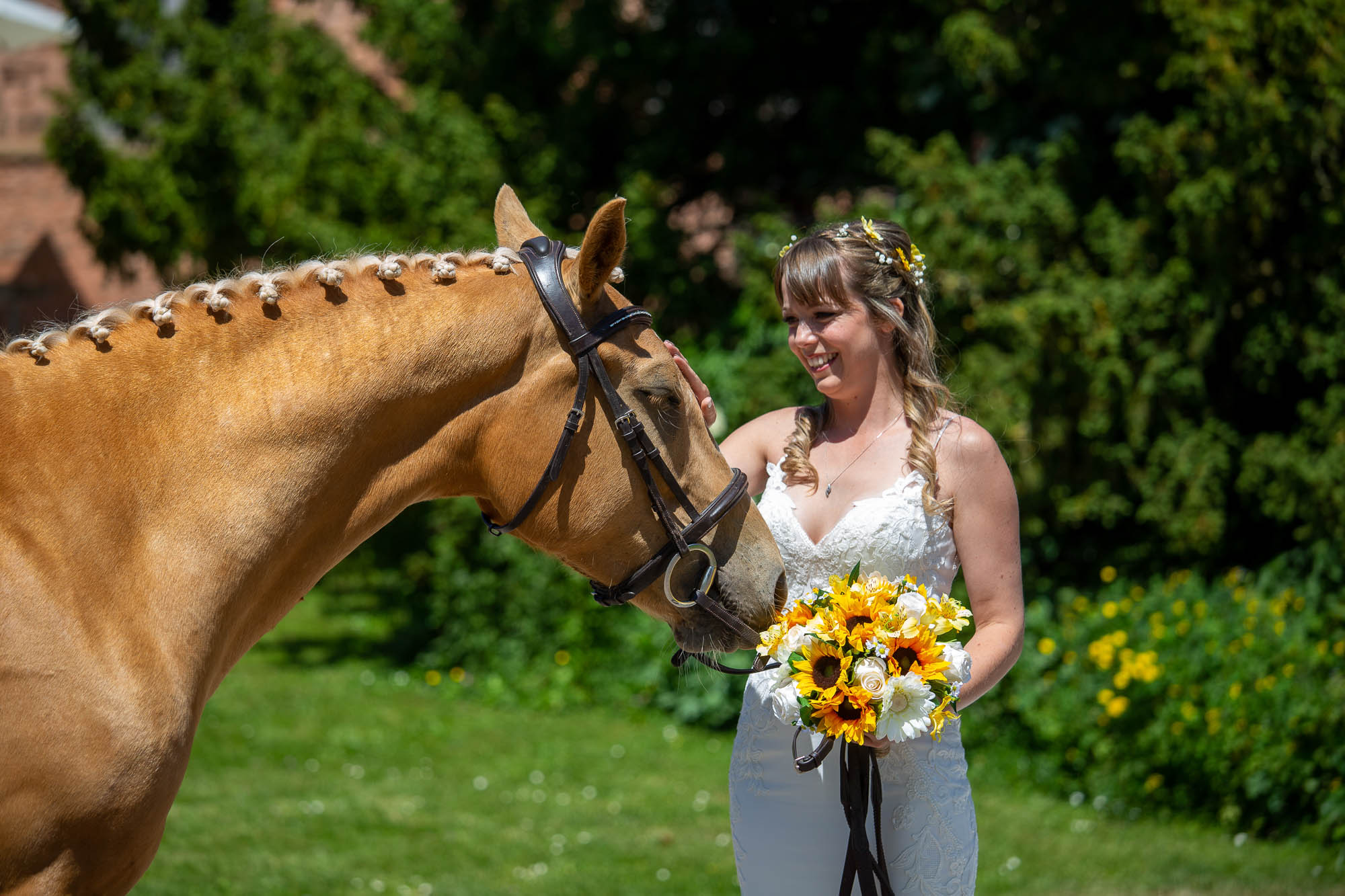 Faux sunflowers set the scene for a vibrant summer wedding at Hestercombe. With Martin Dabek Photography