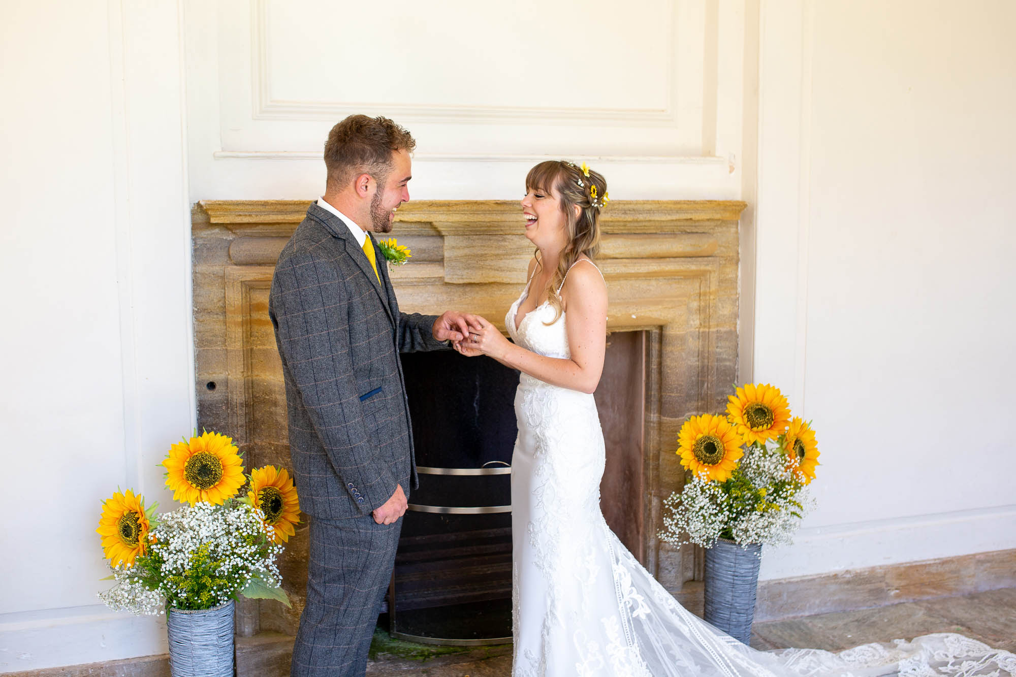 Meg wears an Enzoani dress for her summer wedding to Joe at sunny Hestercombe Gardens. With Martin Dabek Photography