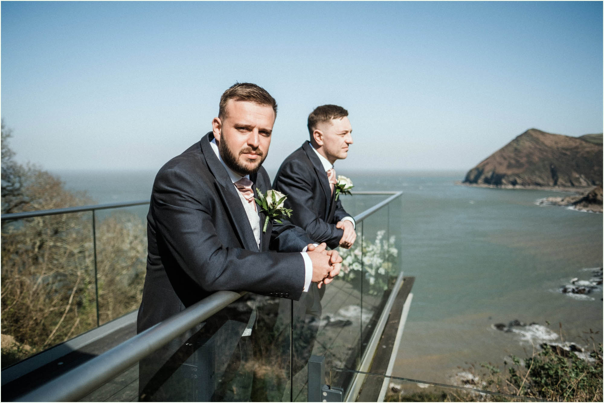 Adam and Abbie's Sandy Cove wedding in Devon with an outdoor ceremony and elegant summer styling in ivory and blush