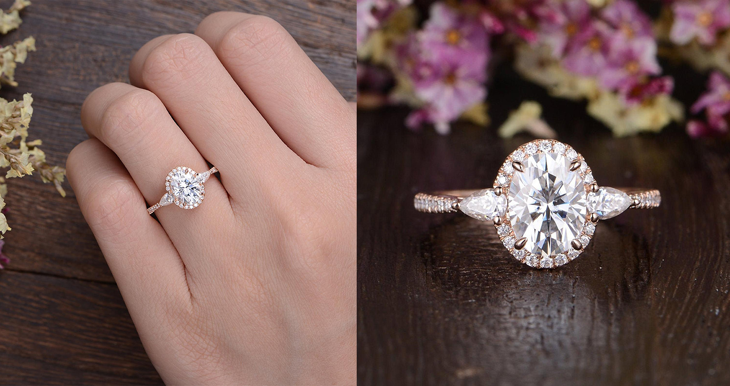 Oval cut moissanite engagement ring idea for Christmas proposals