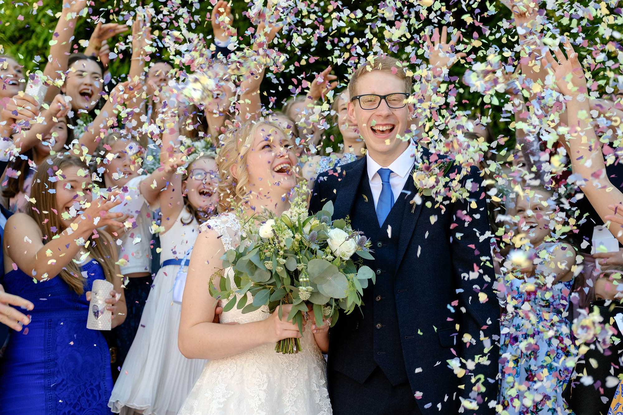 All the confetti for a Sheffield wedding - Sheffield wedding photographer John Mottershaw