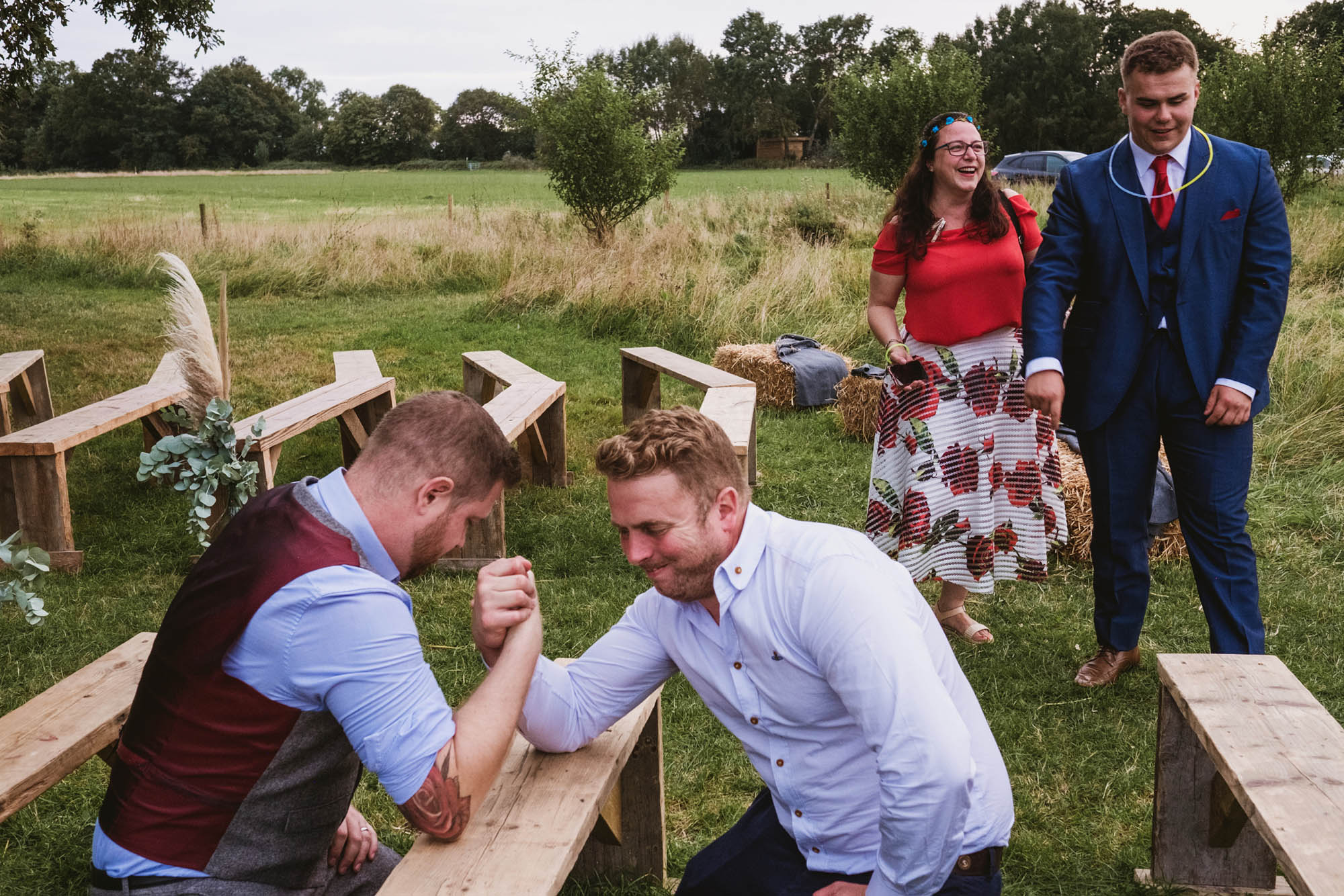 Wedding photography doesn't have to be boring! Sian & Sam's guests make an adventure out of their Hertfordshire glamping wedding! With York Place Studios Photography