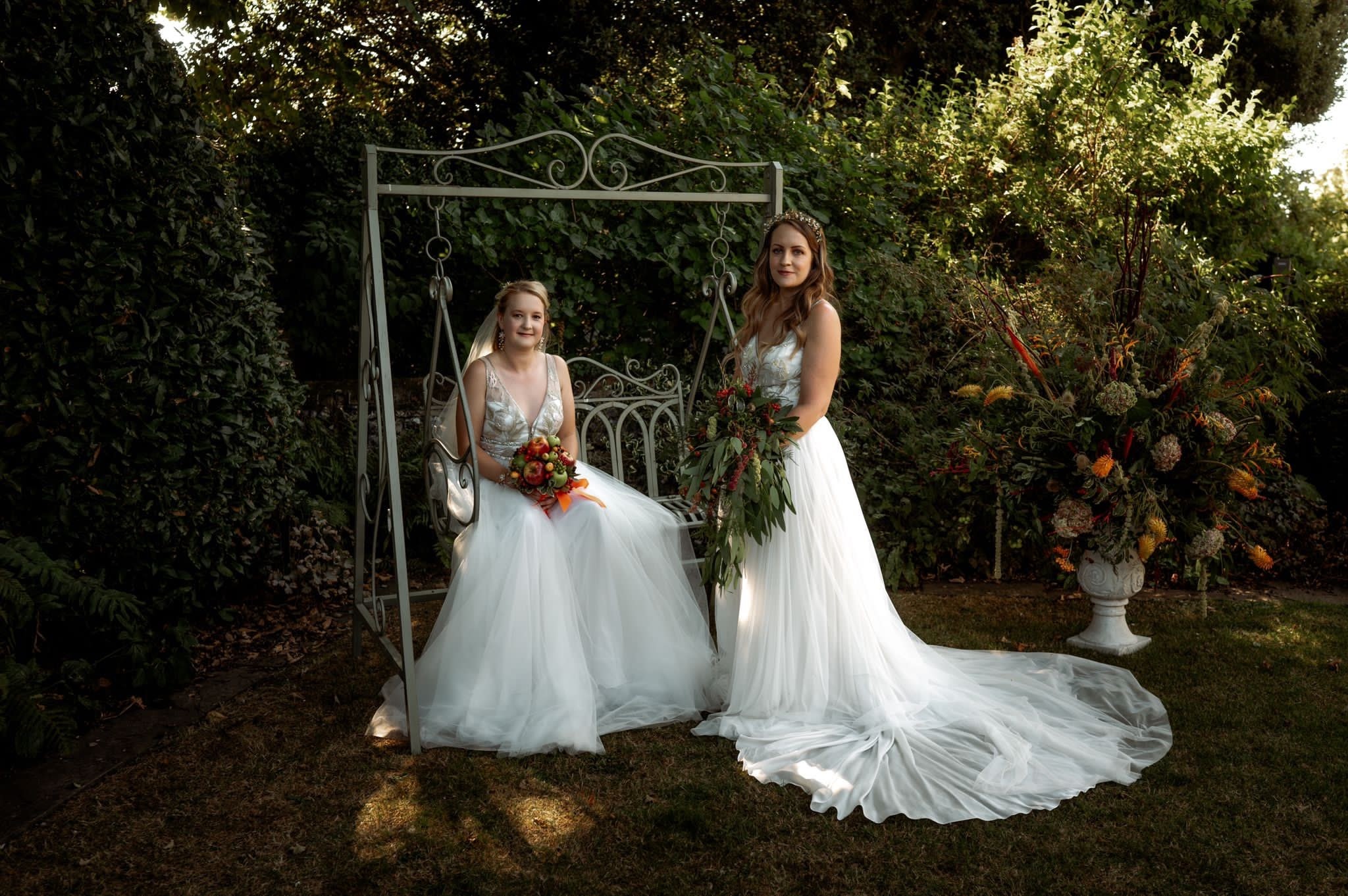 Two brides at Chapel House Estate in Kent