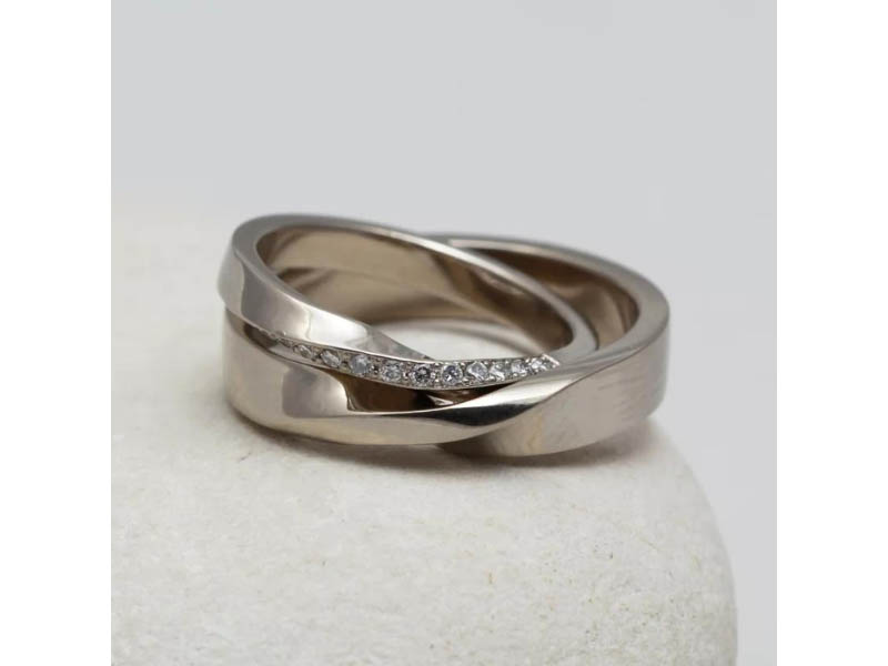 Large and small wedding rings handcrafted by Jacqueline and Edward