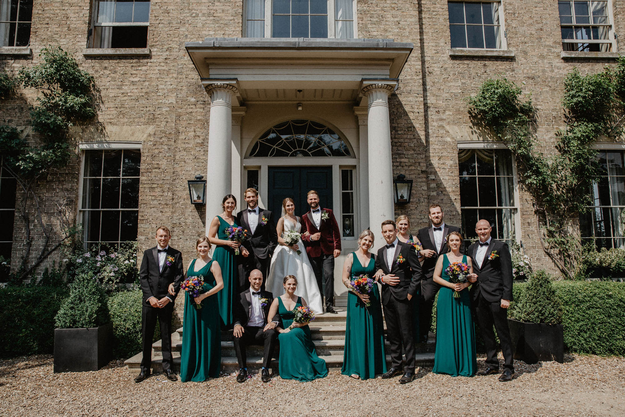 Bedfordshire manor house wedding venue Shortmead wedding group photo