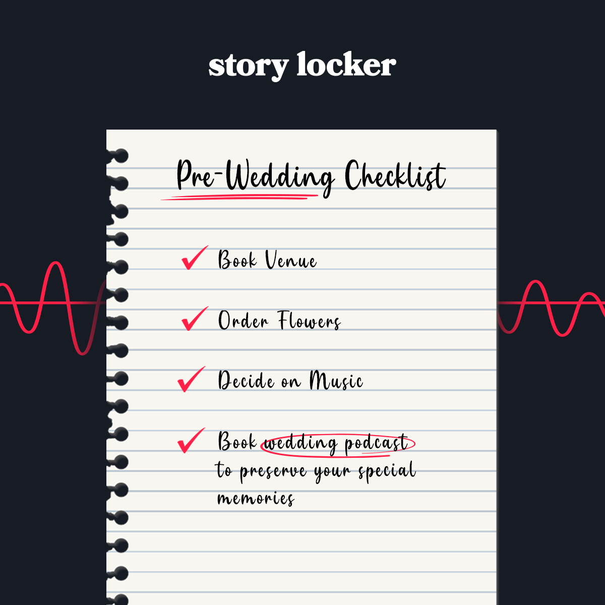 pre wedding checklist promotional image by story locker