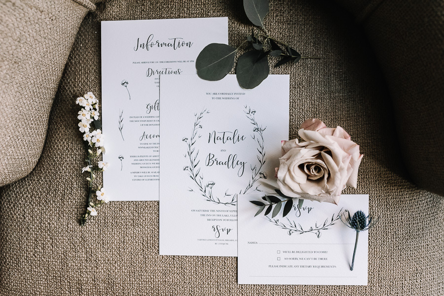 elegant modern printed wedding stationery from By Moon & Tide. Image credit Oobaloos Photography