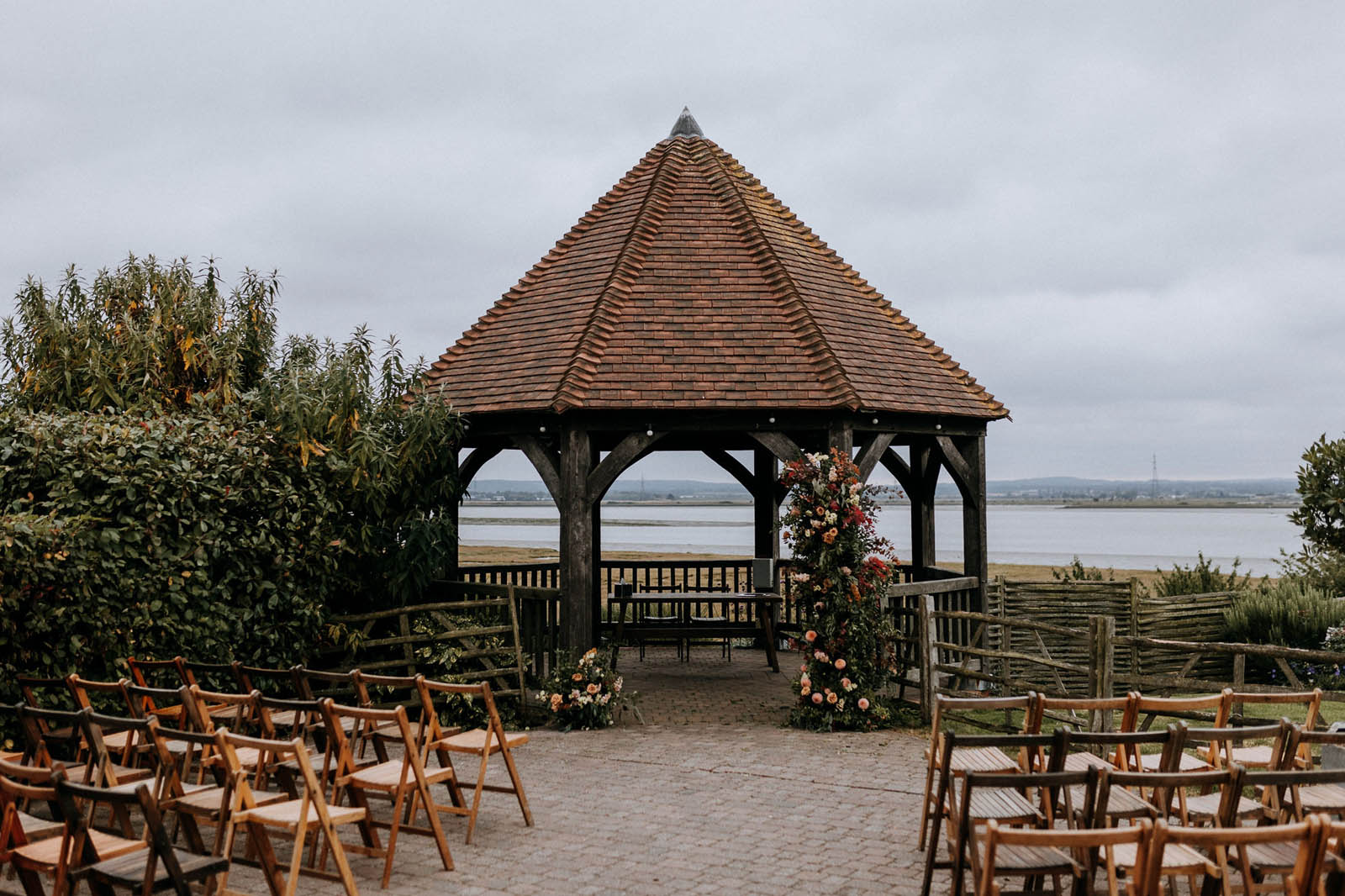 outdoor ceremony space at The Ferry House in Kent