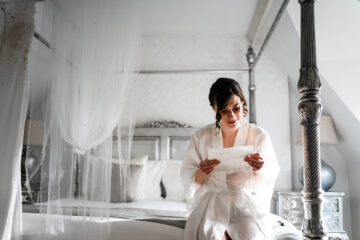 Phoebe & Rob's gorgeous black tie wedding at Woodhall Manor, with Lisa