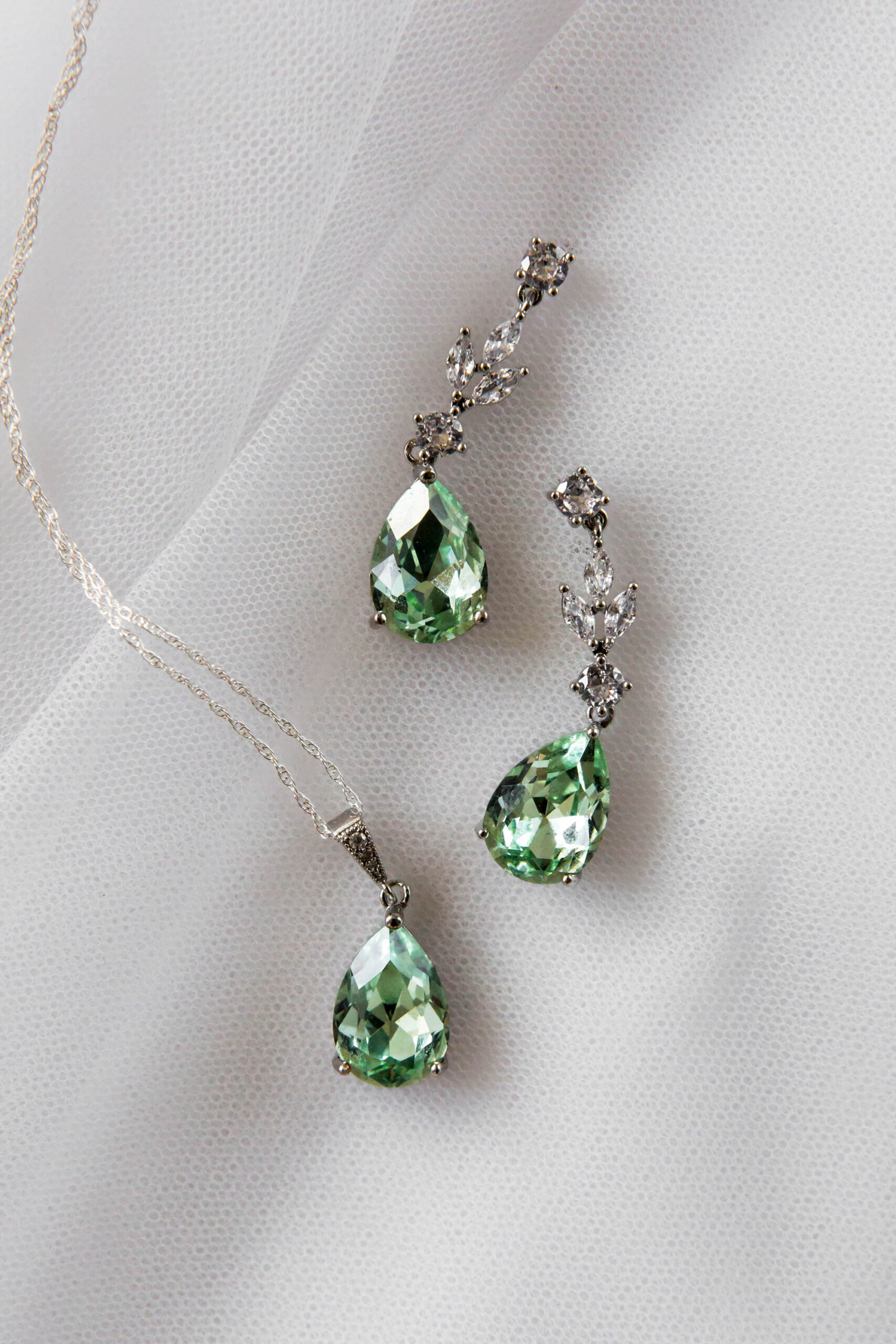 Emma Rose Jewellery delicate green bridal earrings