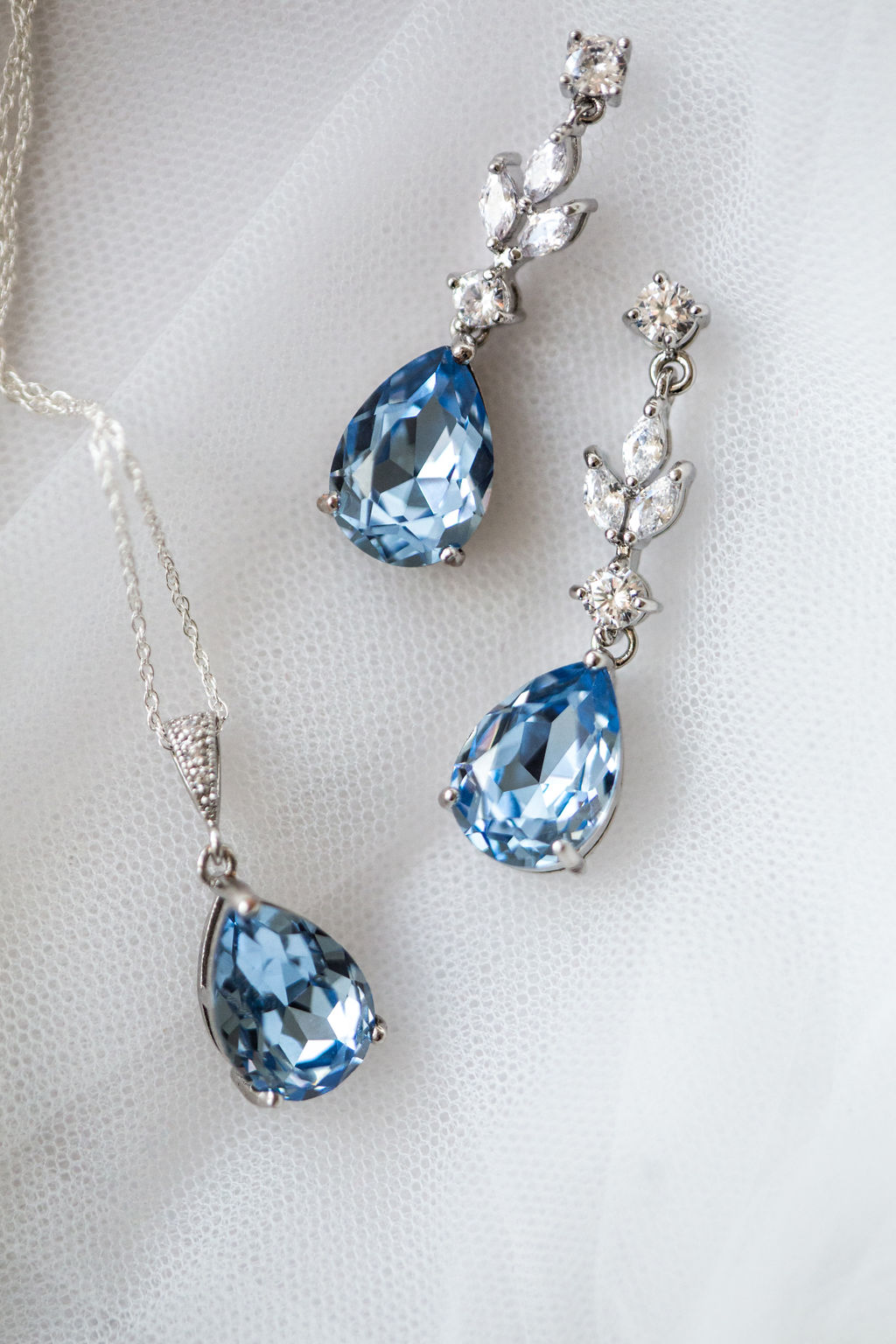 pretty blue gemstone bridal jewellery by Emma Rose