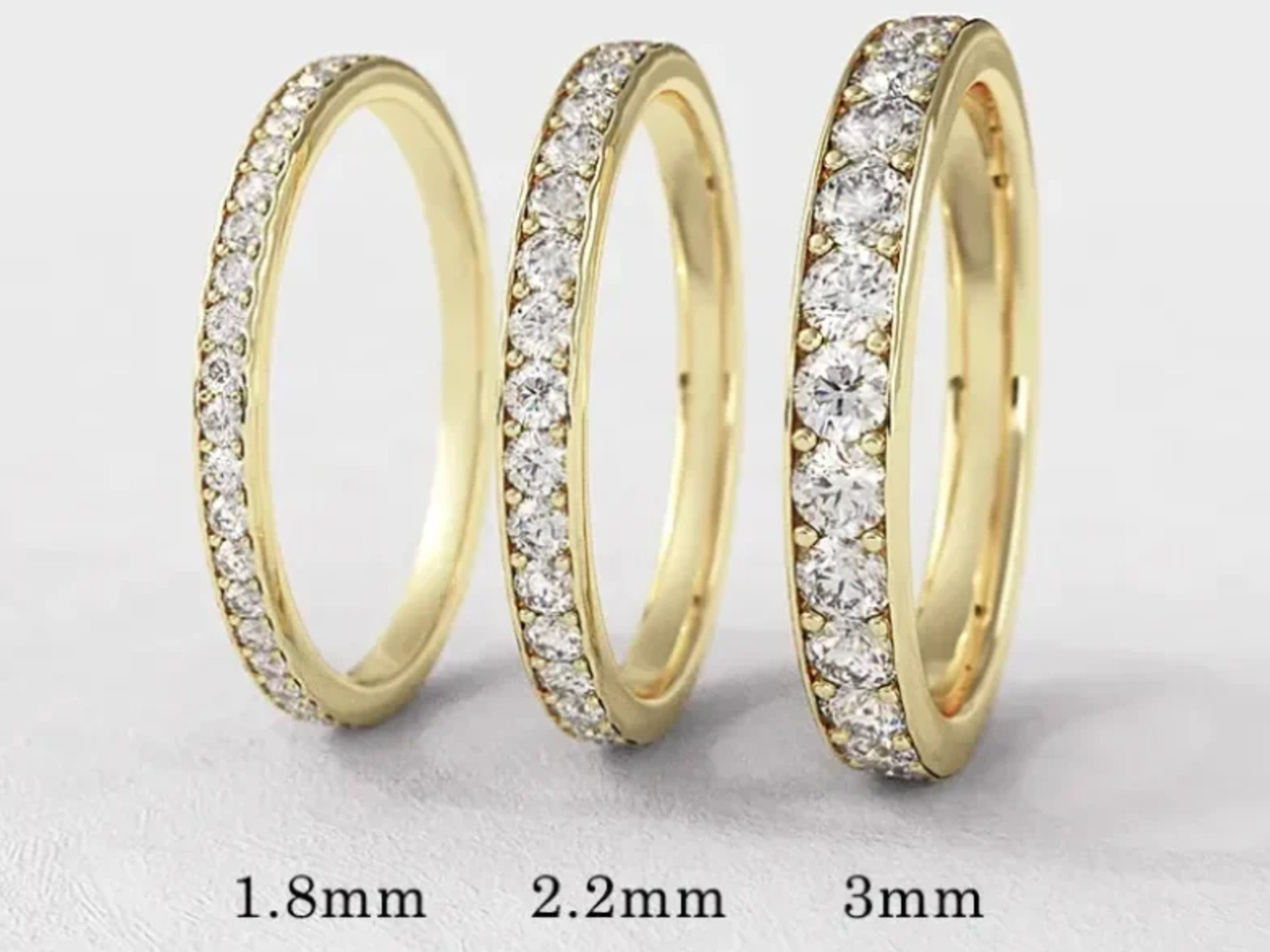 Collection of Pave set diamond wedding rings with lab or natural diamonds