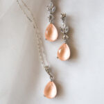 Pastel peach crystal bridal jewellery made in the UK by Emma Rose