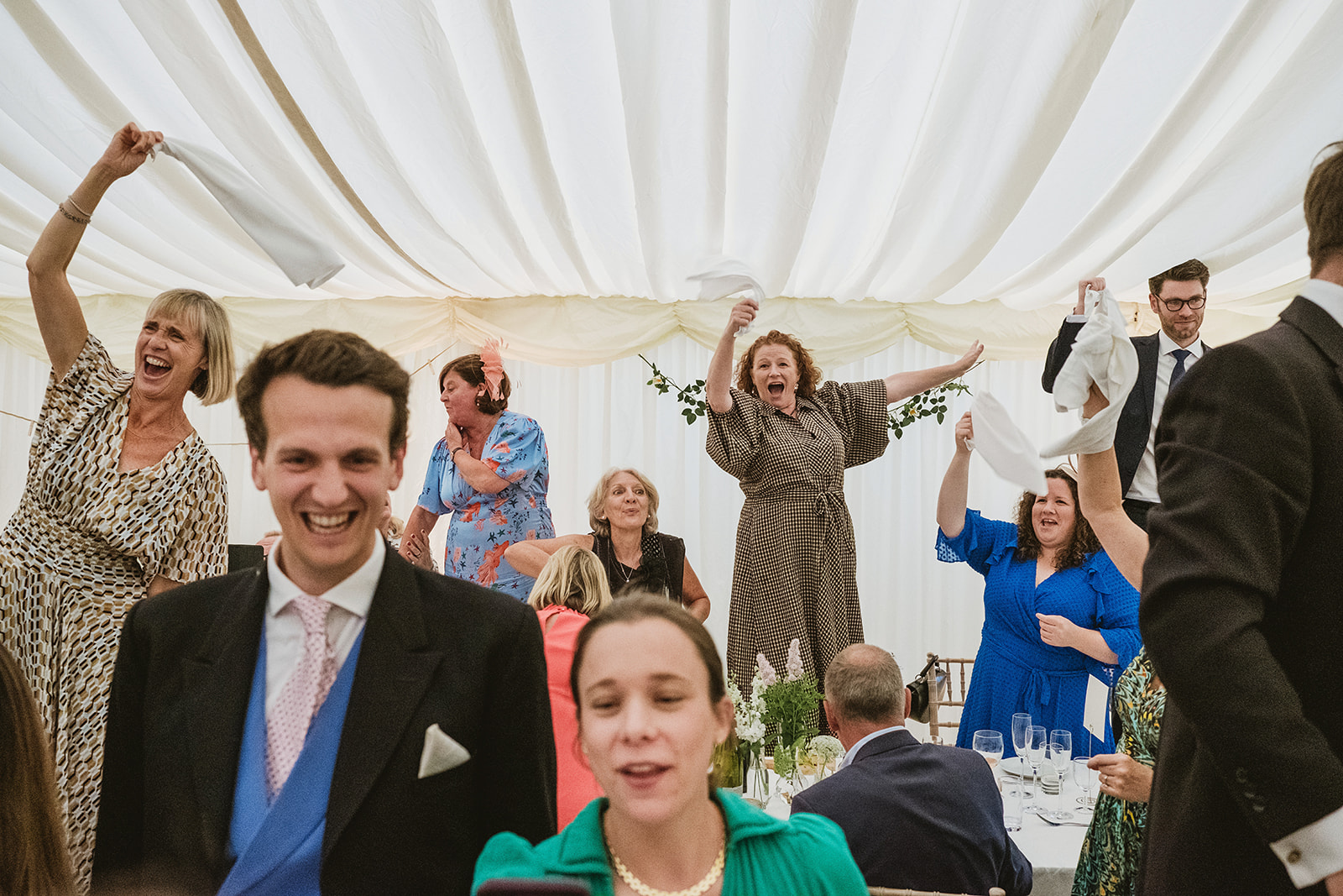 guests enjoying Georgina and Kyle's Buckinghamshire wedding by York Place Studios