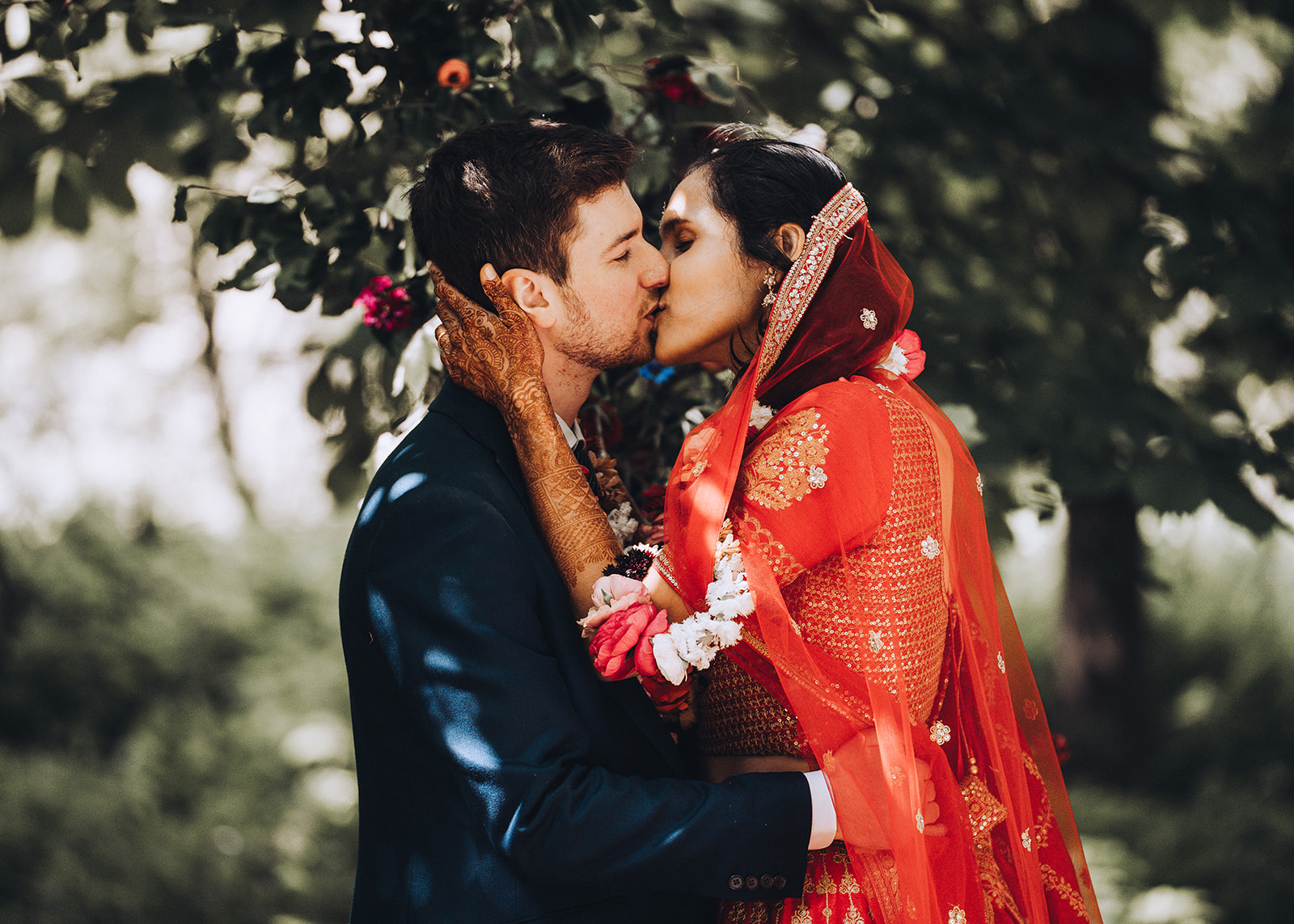 modern English woodland wedding with indian dress and vegan catering, images by Tom Keenan Photography based in Kent