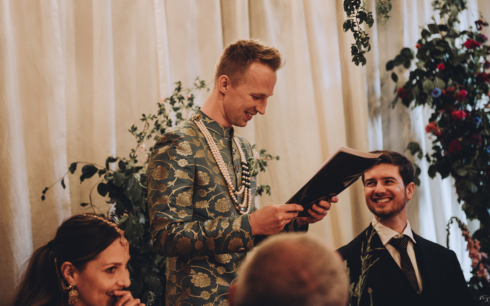 modern English woodland wedding with indian dress and vegan catering, images by Tom Keenan Photography based in Kent