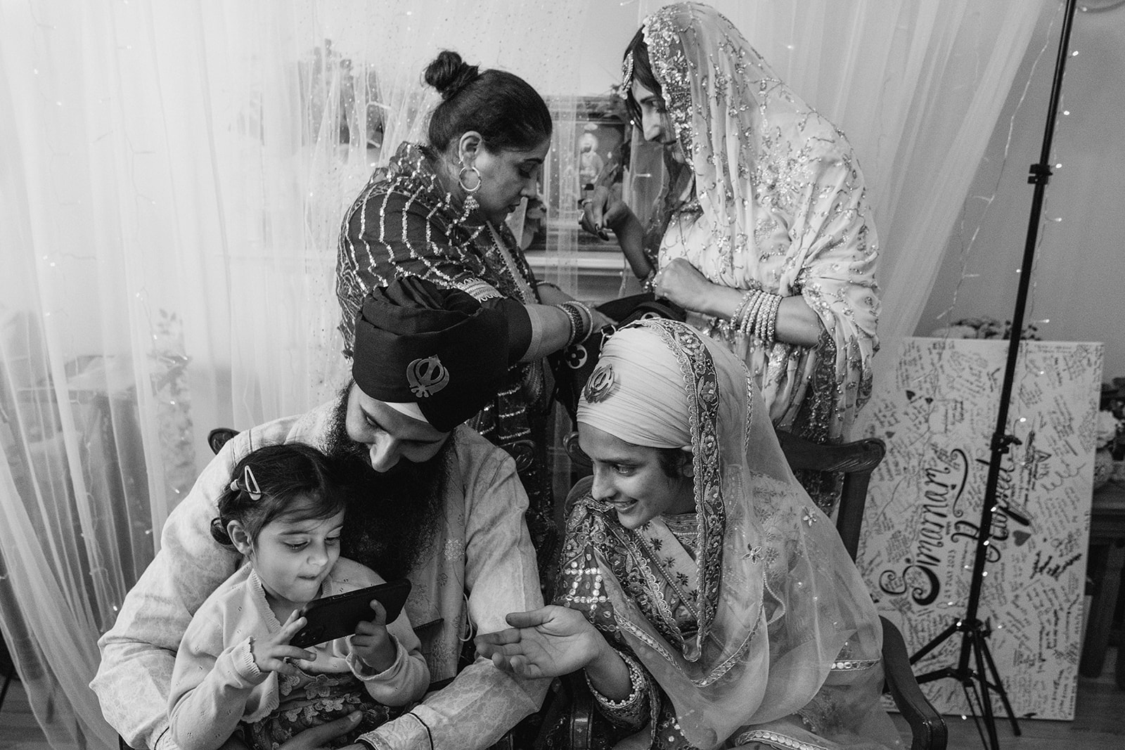 Peaceful, joyful and beautiful heartfelt natural moments from a Sikh wedding photographed in a modern documentary style with photographs by York Place Studios