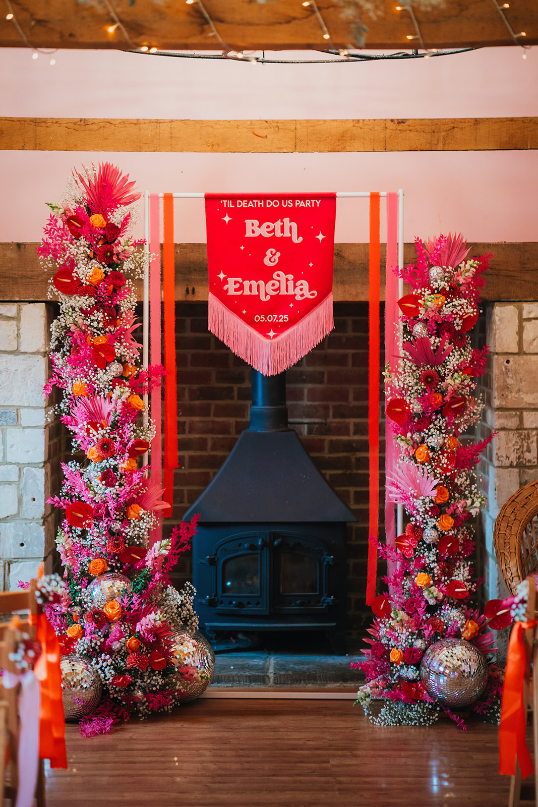 ALL the sparkle, all the joy for Beth and Emelia’s Fullingbridge Farm Barn wedding, with Becky Weir Photography