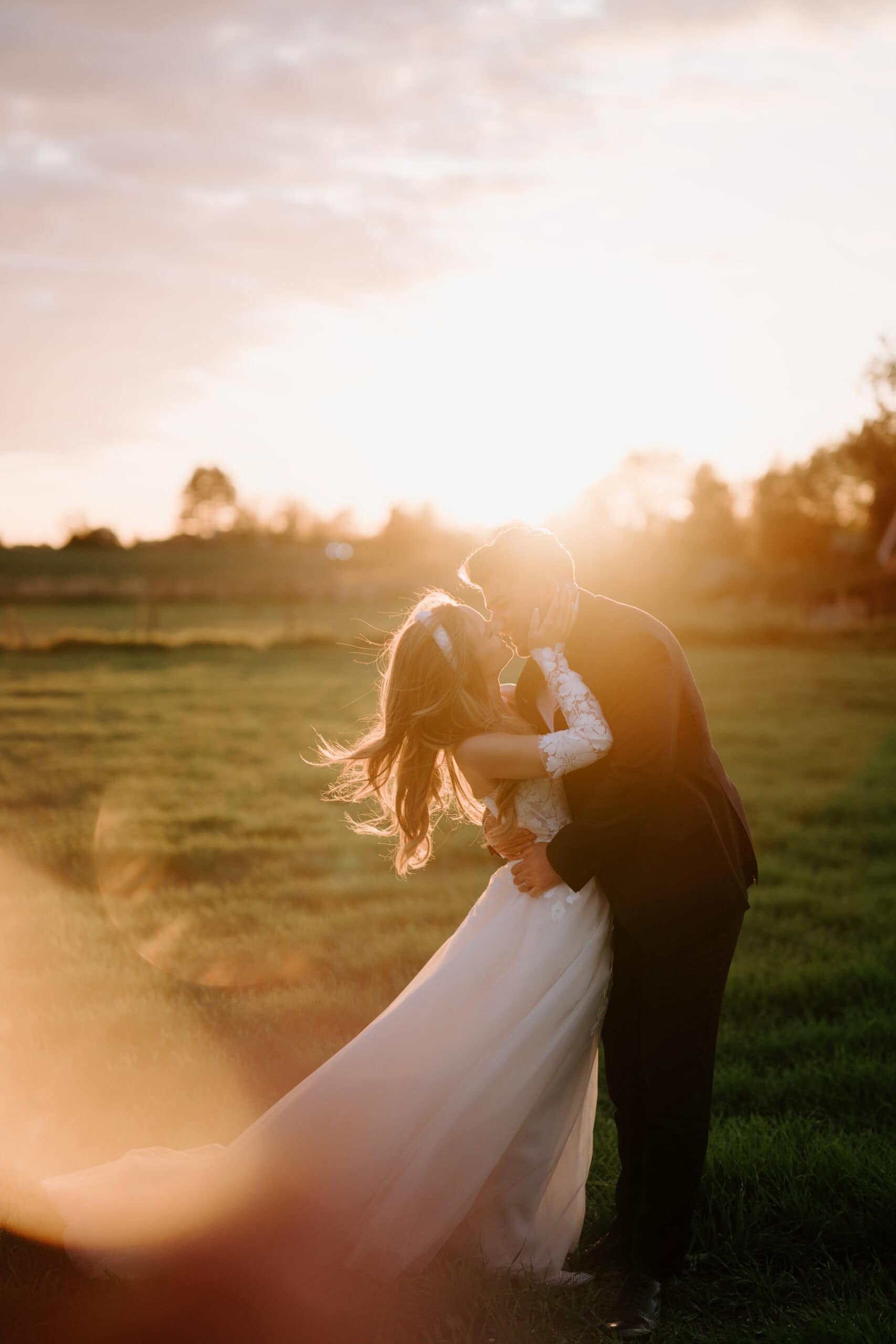 Golden hour newlyweds portrait at Cooling Castle by Pearce Wedding Photography
