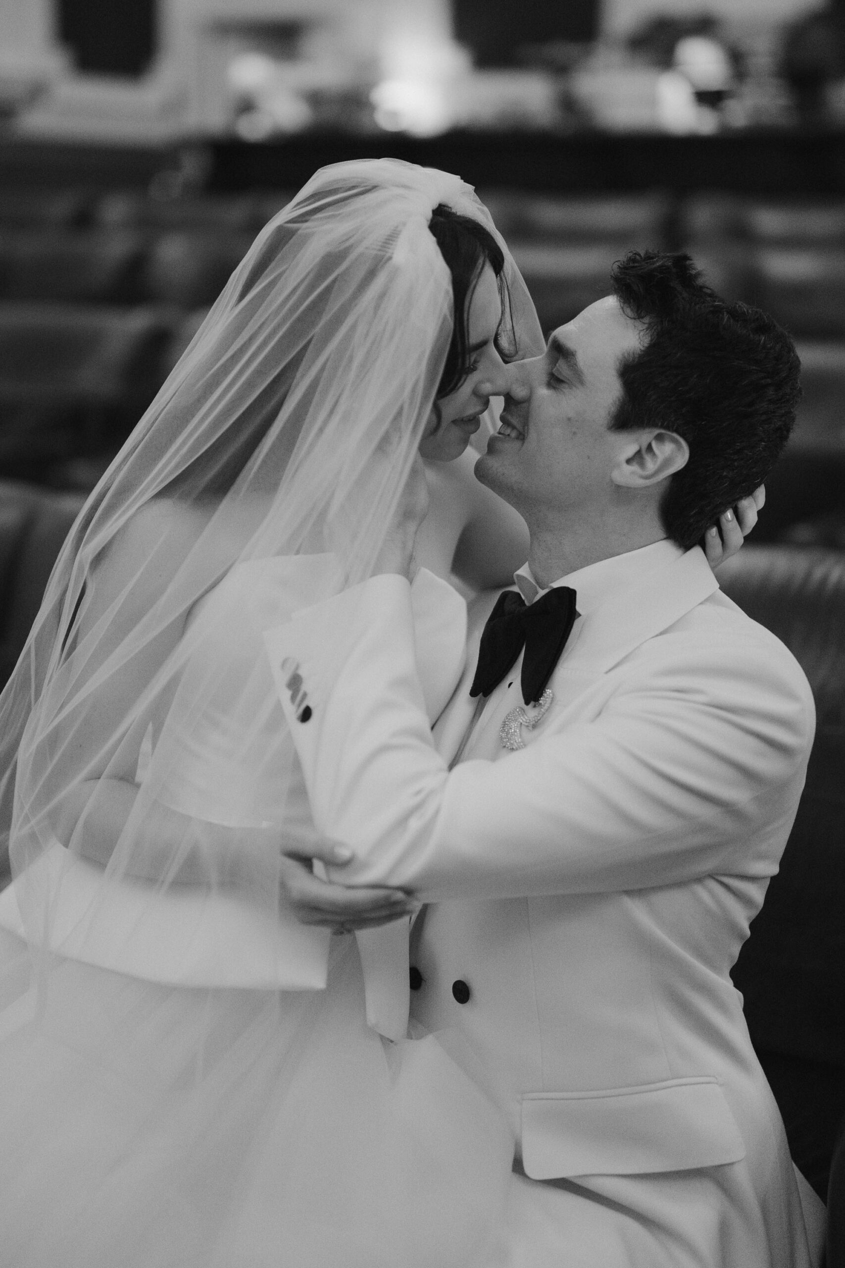 Timeless black and white wedding couple by London photographer Tom Aizenberg