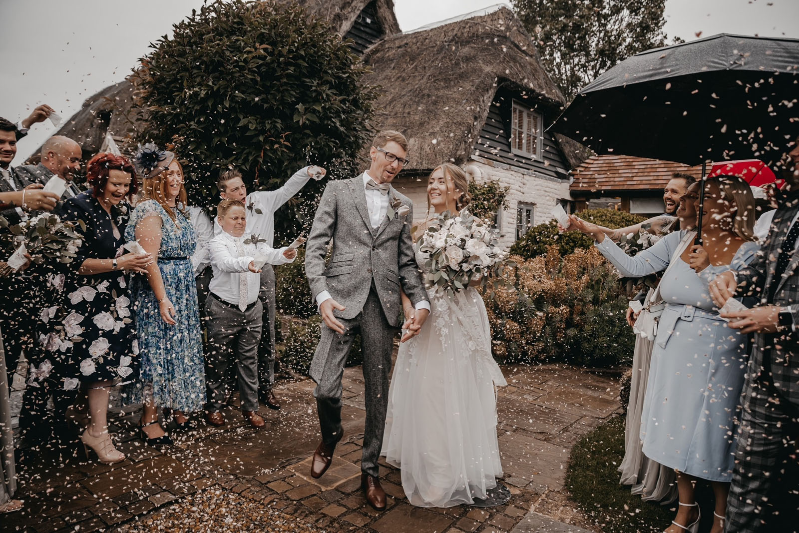 Real couples with dried petal confetti UK | The Dried Petal Company with photo by Tina Vedrine