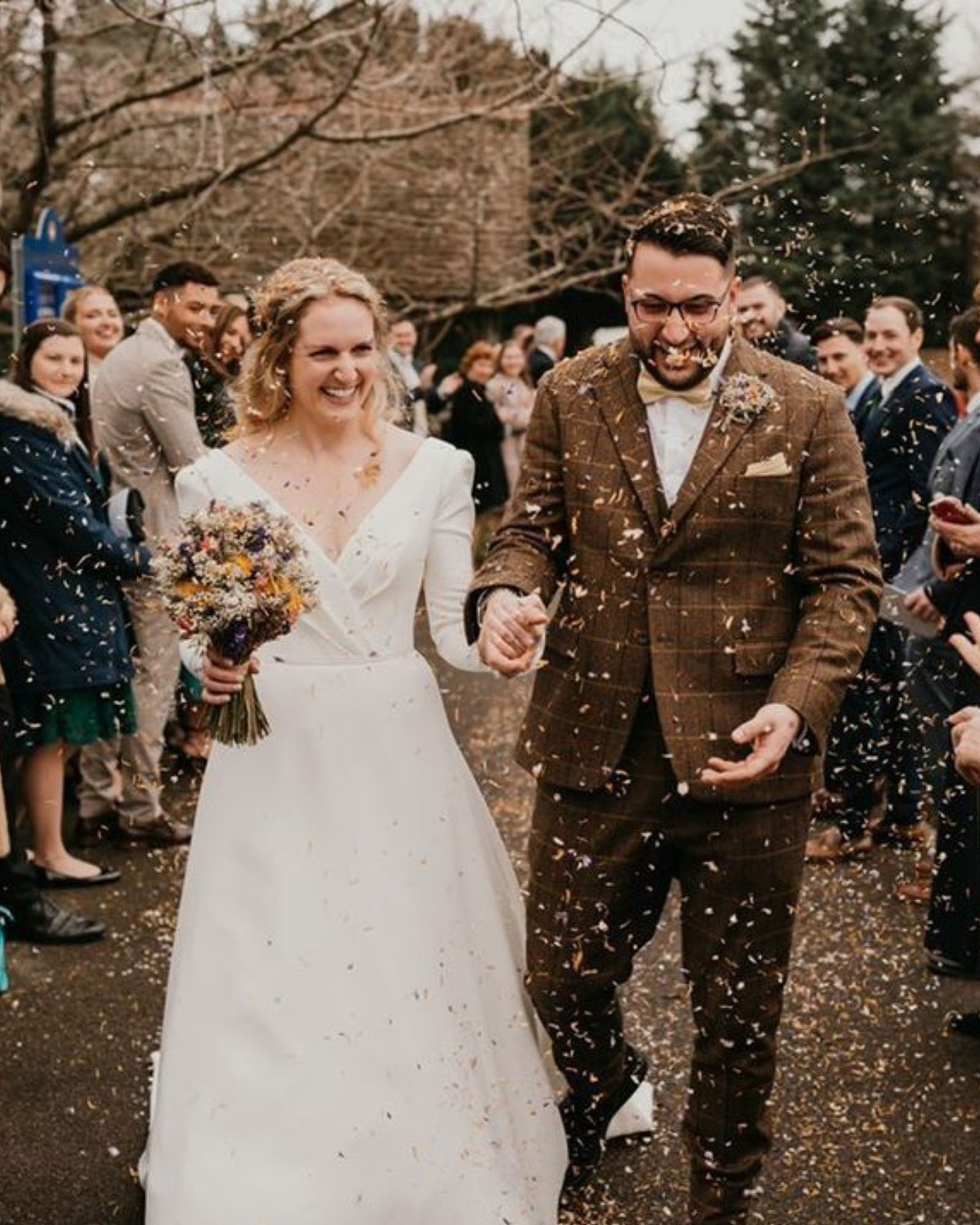 Rustic wedding with real petal confetti dried petal confetti UK | The Dried Petal Company and Jonny Gouldstone Photography