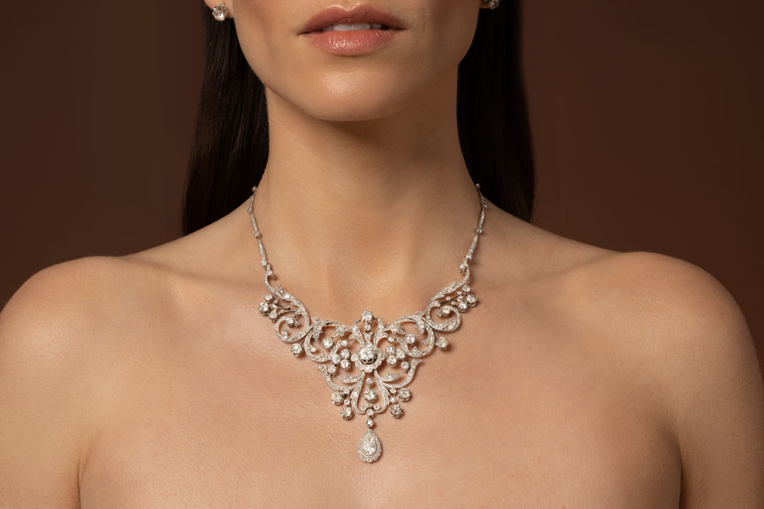 Statement antique Edwardian diamond tiara necklace | Hatton Jewels in London