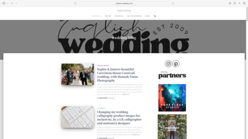 English Wedding blog top ranked in 2026 for supplier guest blogs and visibility opportunities