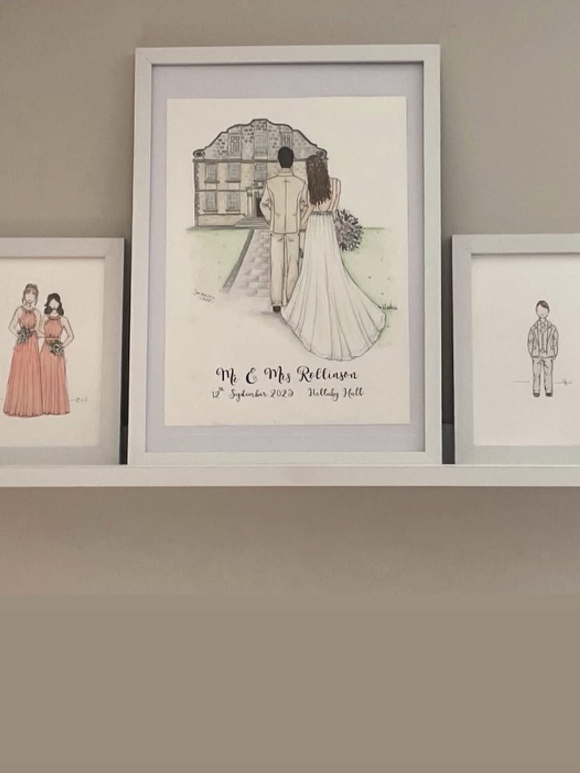 Bespoke artwork for weddings by S Walsh Illustration Yorkshire and northern England