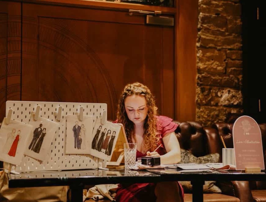 Live wedding illustrator at work | S Walsh Illustration Yorkshire and northern England