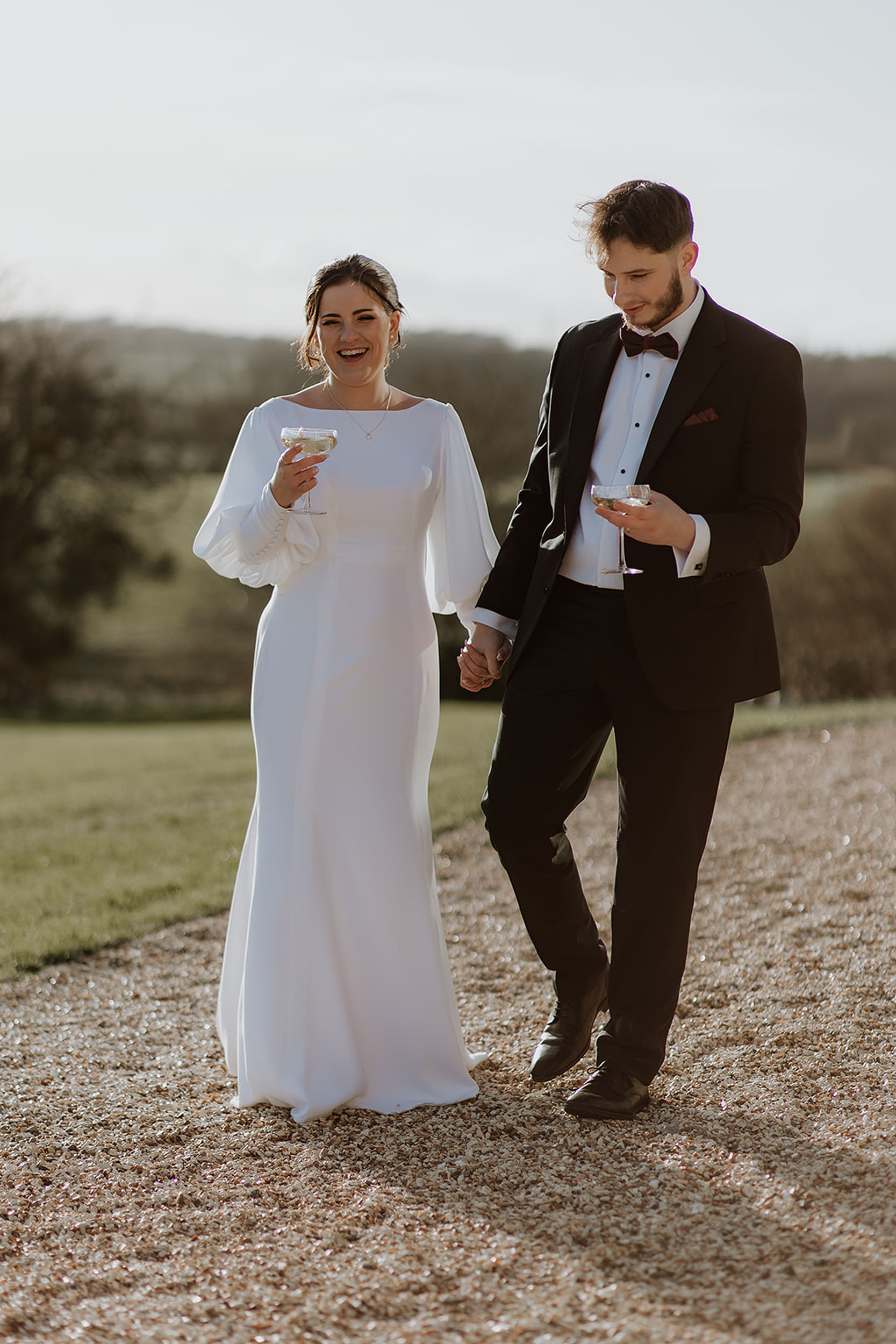 Graceful modern minimal flowing wedding dress by Felicity Westmacott Bespoke Bridal in Dorking, Surrey | Joanna Ranson Photography