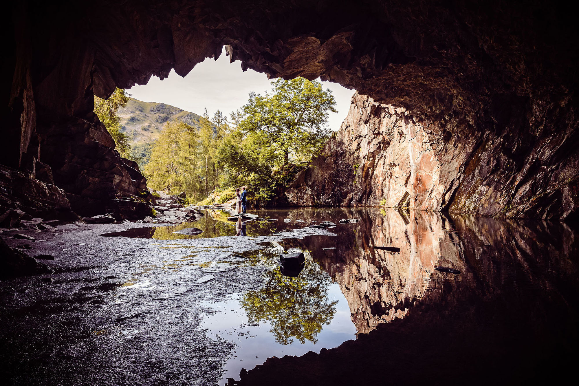 Rydal cave Lake District elopement photography by Mark Battista
