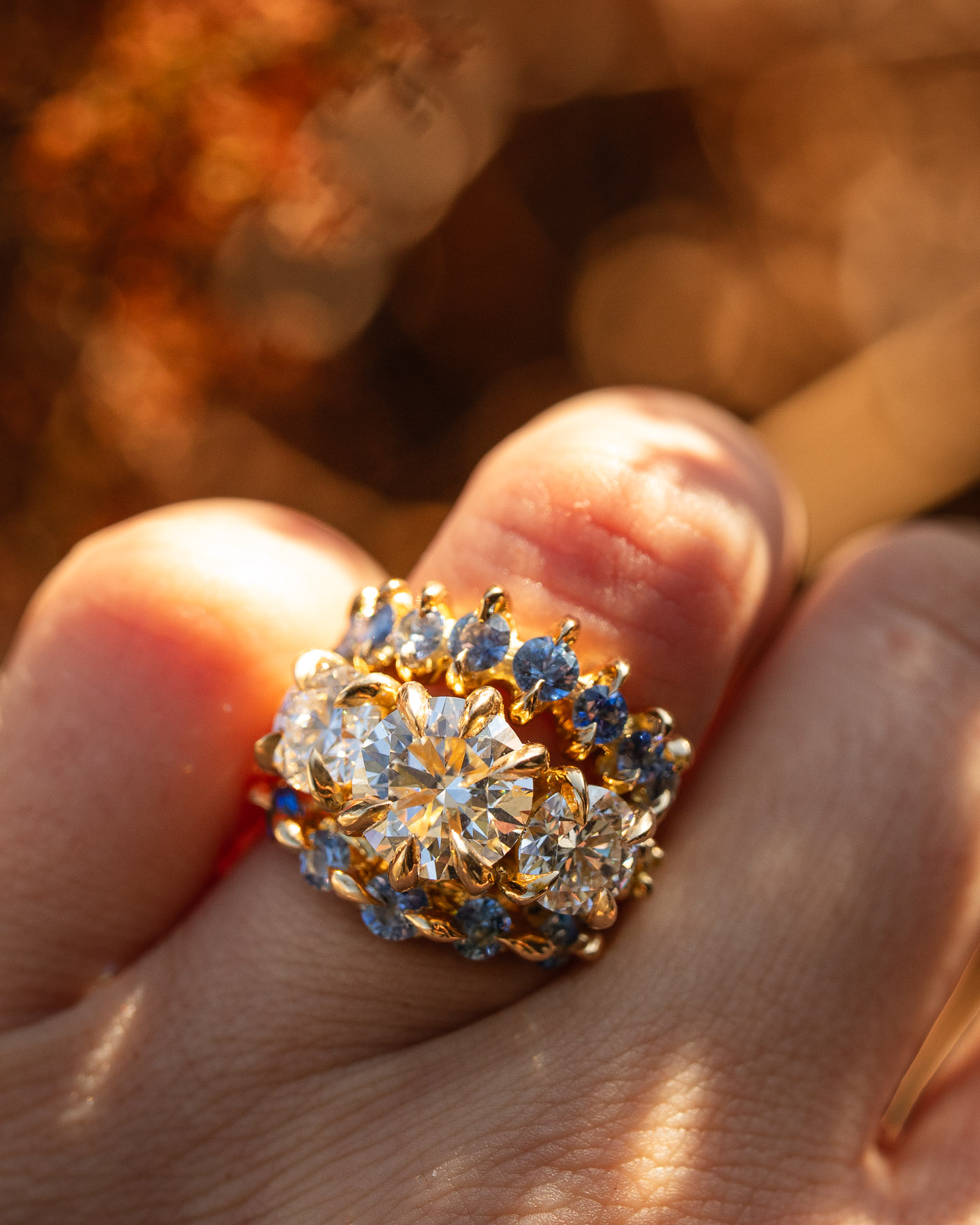 Beautiful and ethically made sapphire and diamond engagement ring stack by Philippa Davin Fine Jewelry