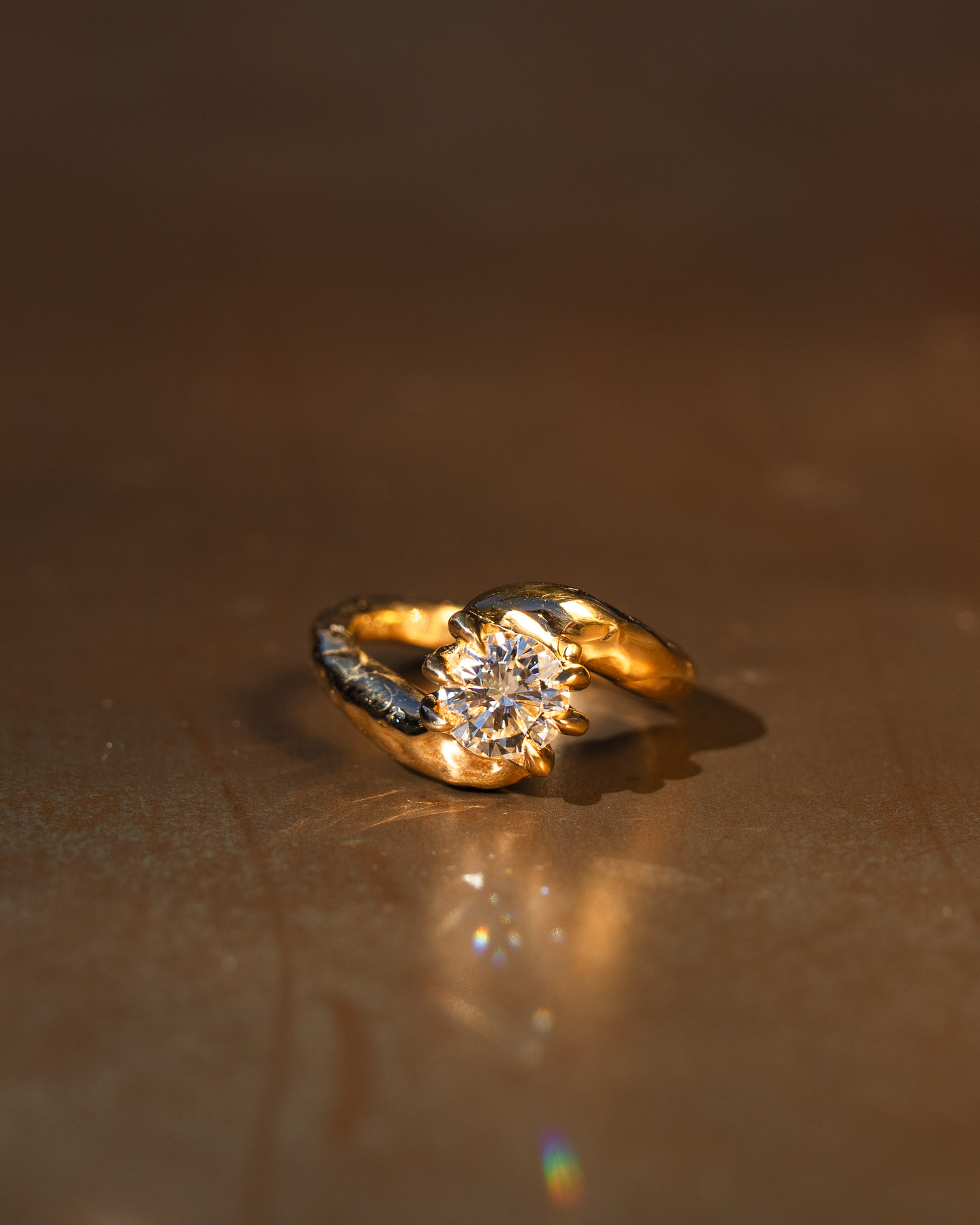 Handcrafted diamond solitaire engagement ring by Philippa Davin Fine Jewelry