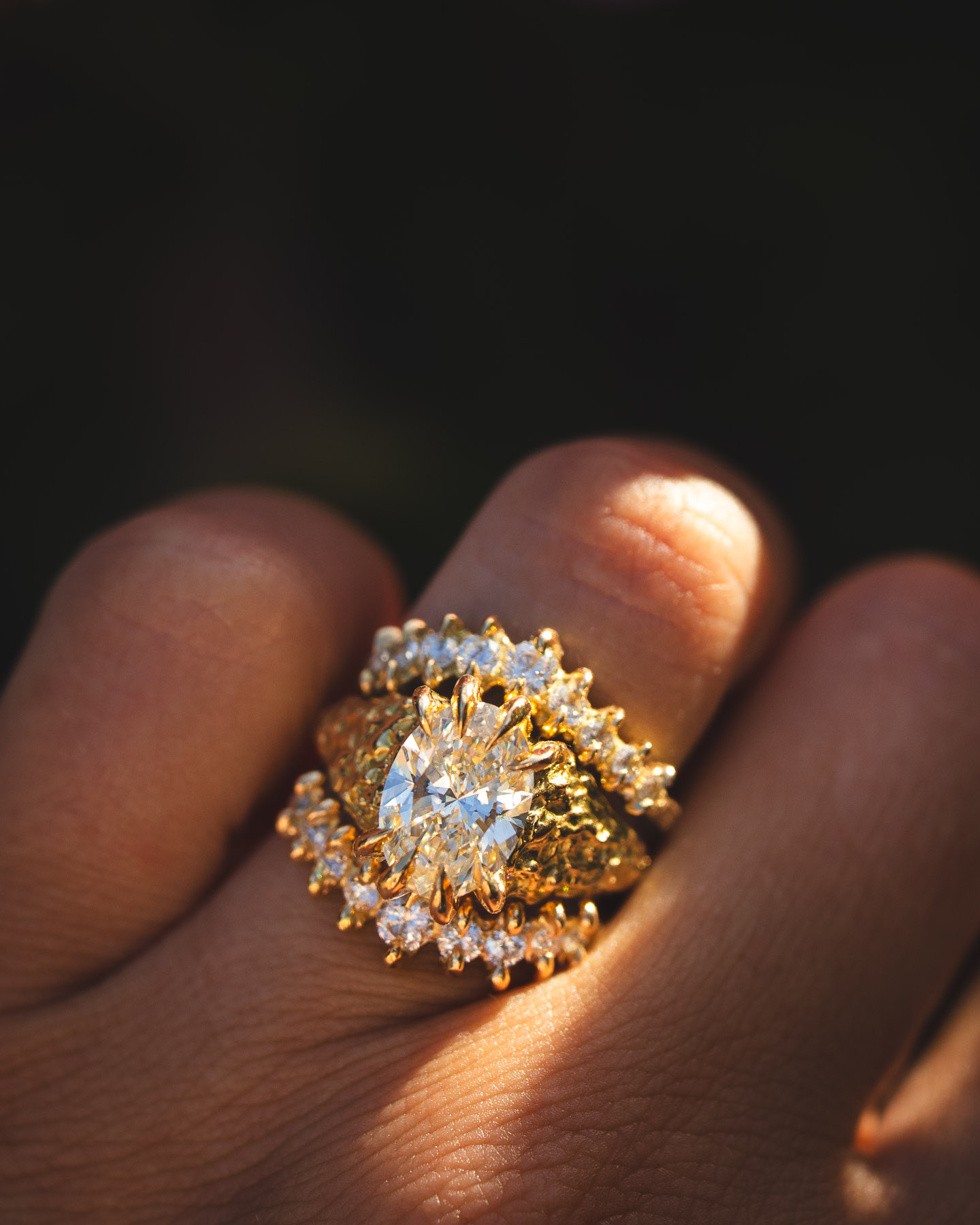 wedding and engagement ring stack uniquely handcrafted by Philippa Davin Fine Jewelry