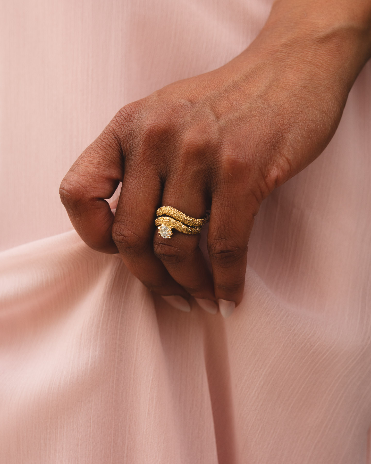 18 carat gold organic diamond solitaire engagement ring by Philippa Davin Fine Jewelry
