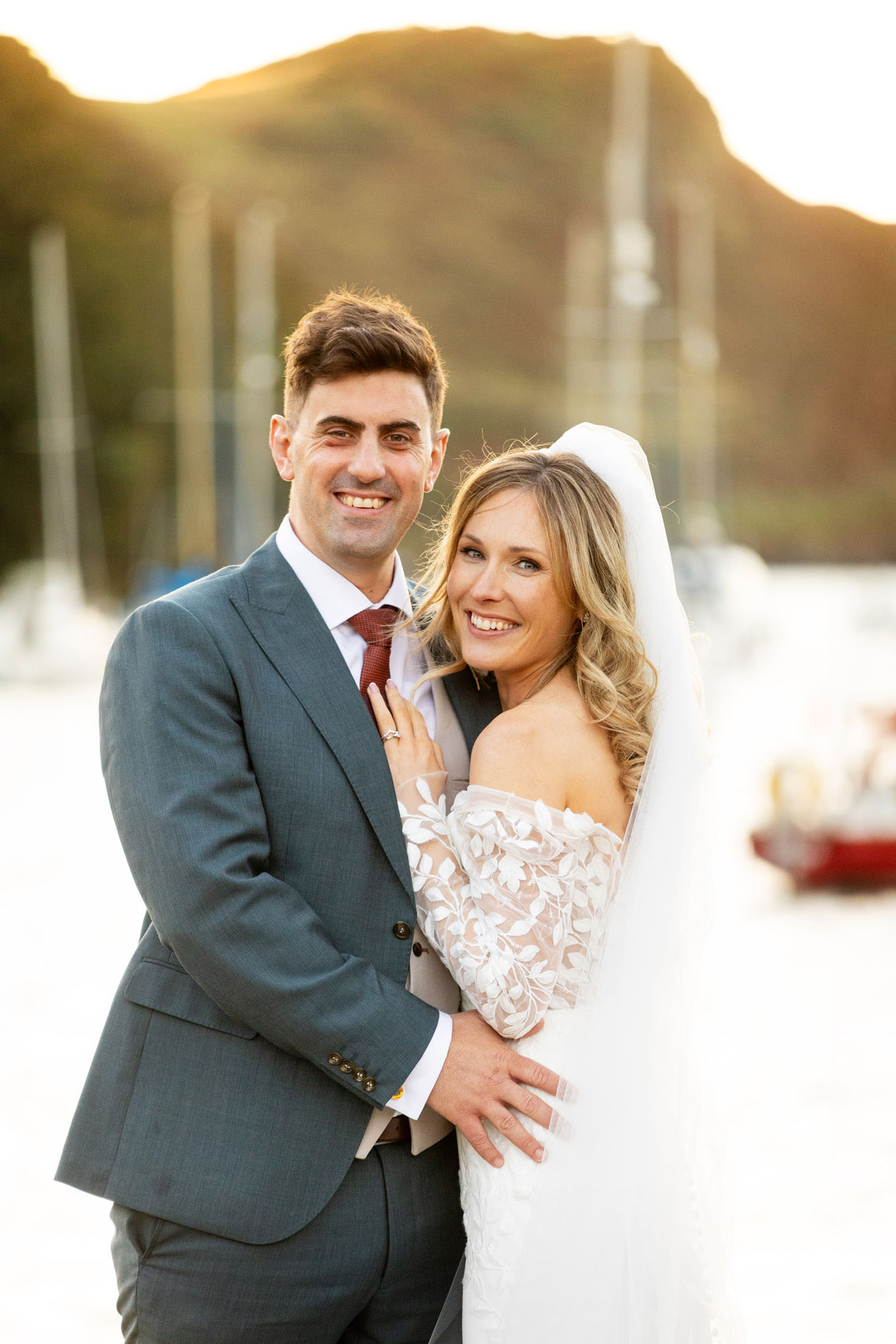 Groom and bride at Sandy Cove Devon | with Martin Dabek Photography